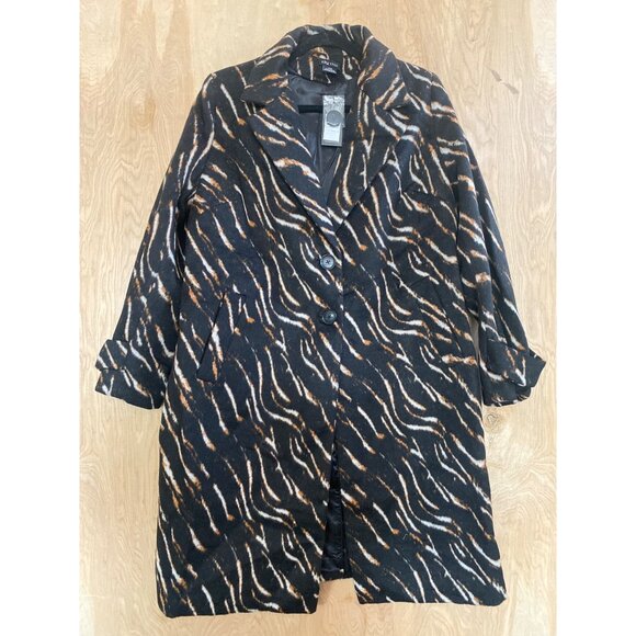 City Chic Animal Lust Coat Jacket Plus Size 16 Retro 70s Style Leopard Print NWT - Picture 2 of 13